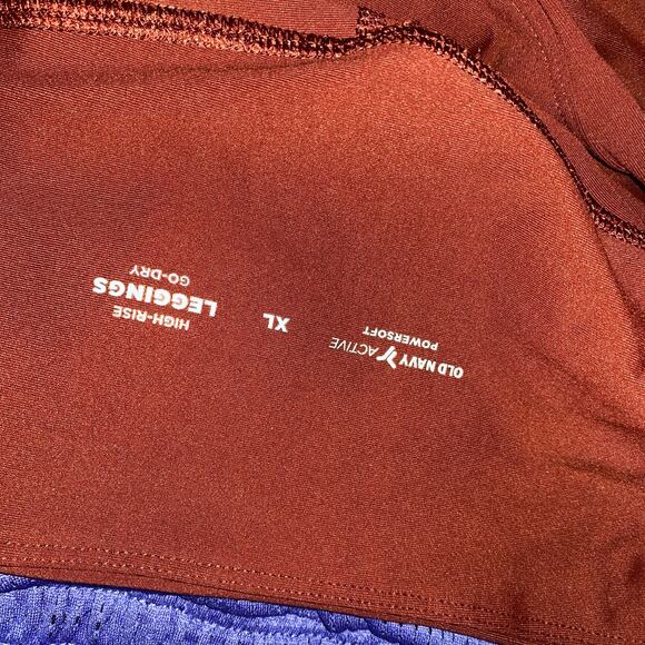 Old Navy Maroon Red High Waisted PowerSoft 7/8 Pocket Leggings Women's Size XL - Picture 5 of 7